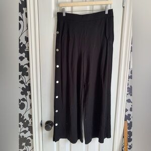 Patrizia Luca Size Large Black Wide-Leg Button detail Pants flowy stretchy comfy